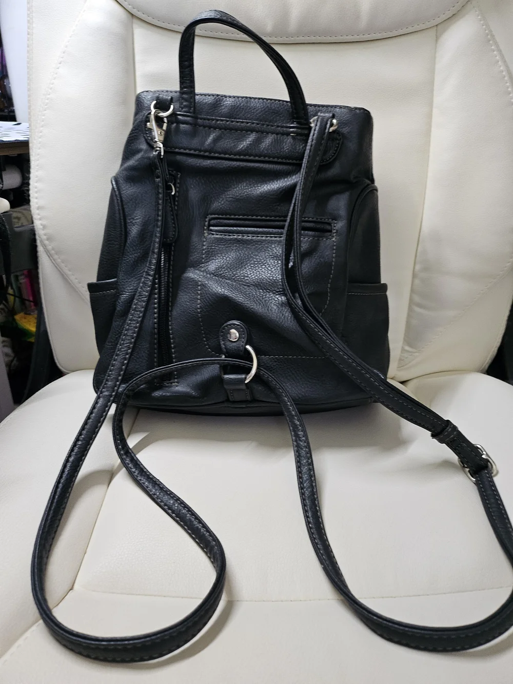 St. John's Bay Black Faux Leather Small Backpack